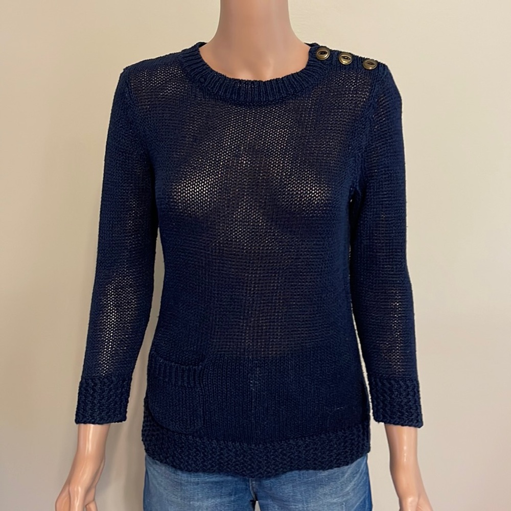 Ralph Lauren LRL open knit blue pullover sweater size M